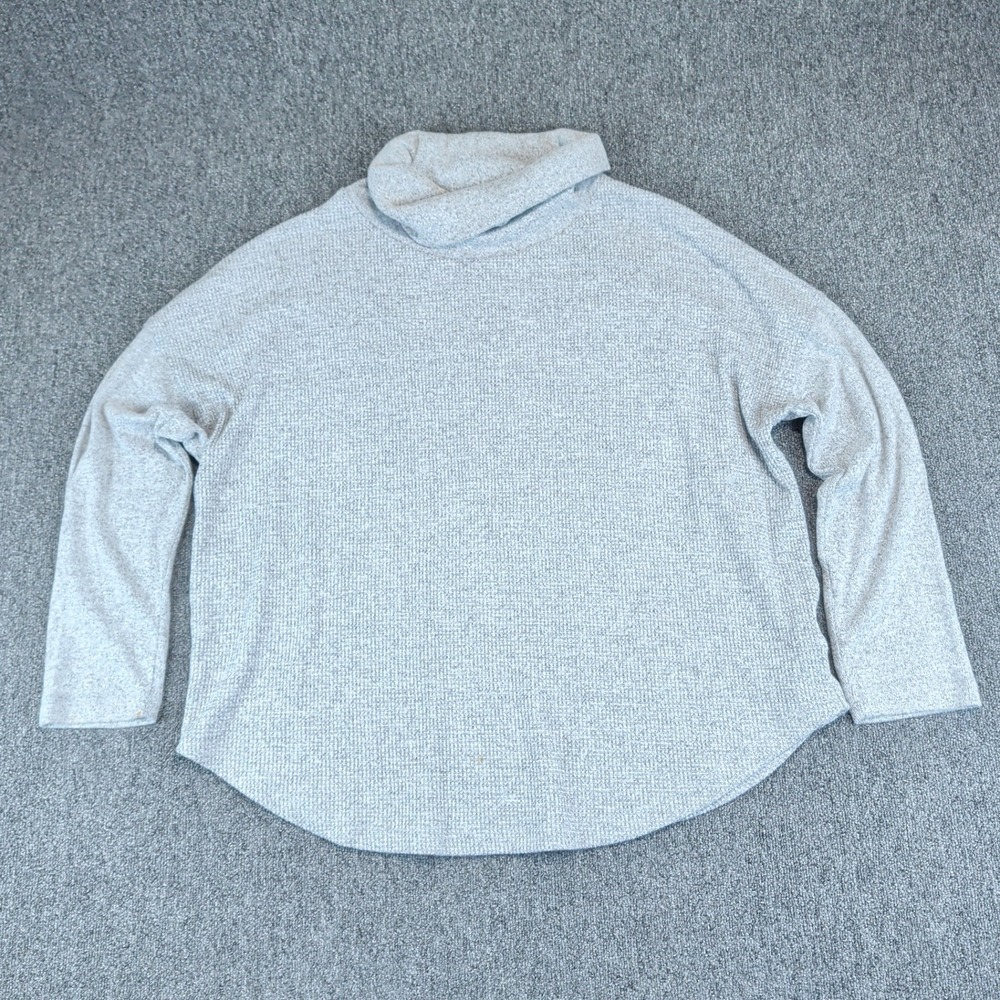 Time and Tru Minimalist Cowl Neck Waffle Knit Sweater Women XXL 20 Heather Grey